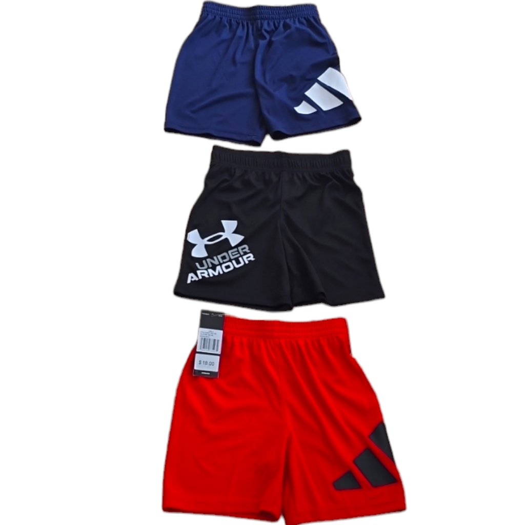 Blue & Red Adidas And Black Under Armour Bundle Of Boys Shorts Size 4